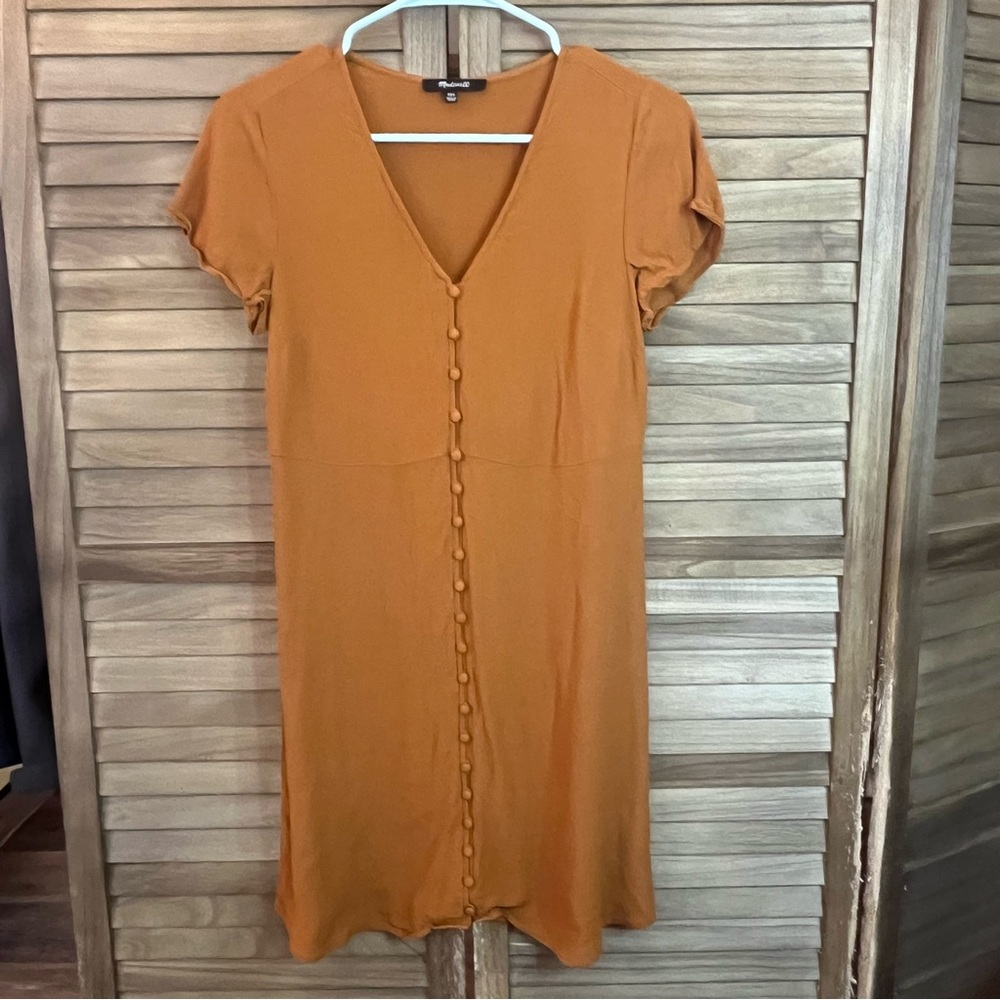 Madewell Terracotta Button-Front Midi Dress